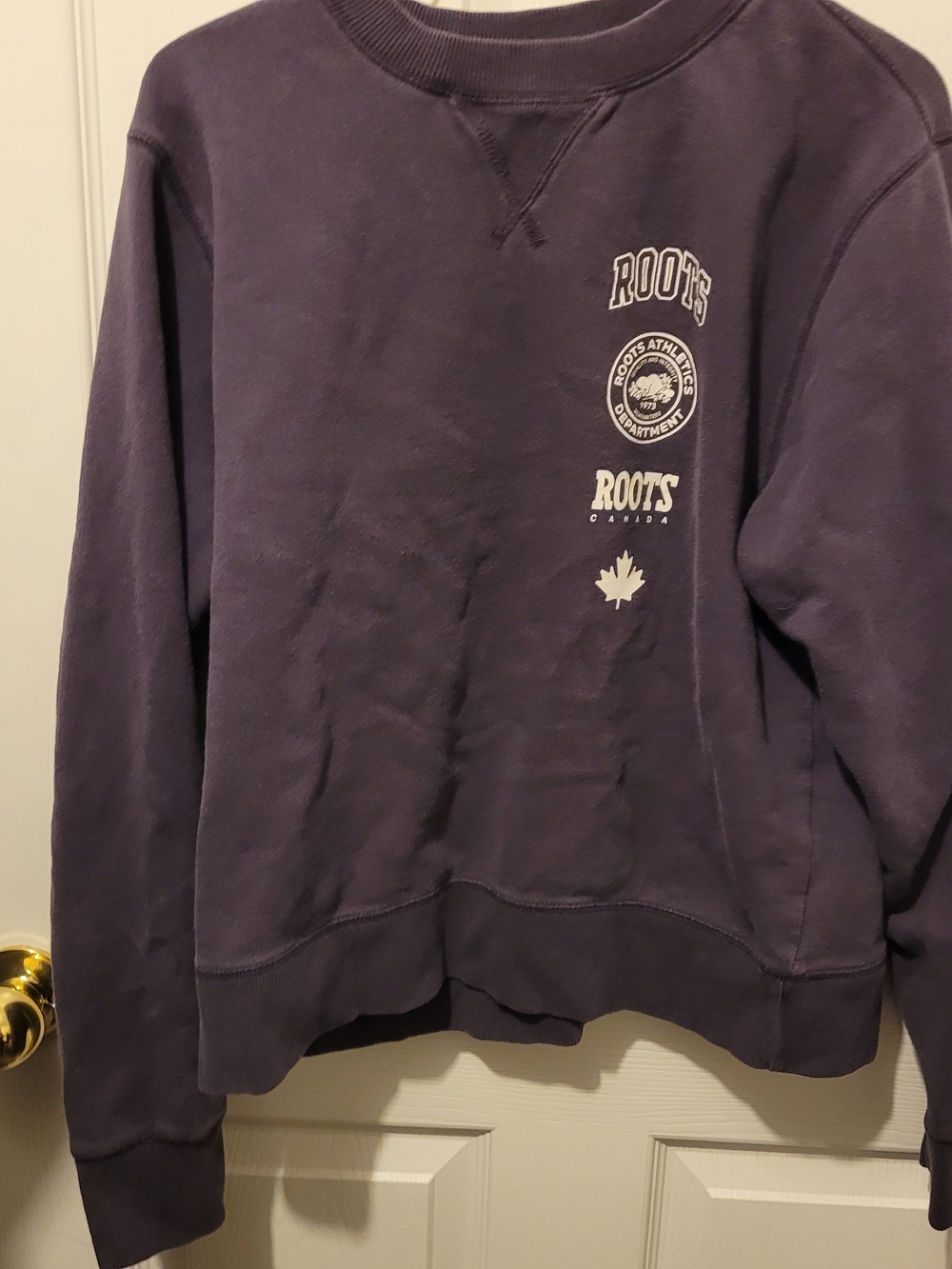 Roots Vintage Purple Crewneck Sweatshirt with White Logo